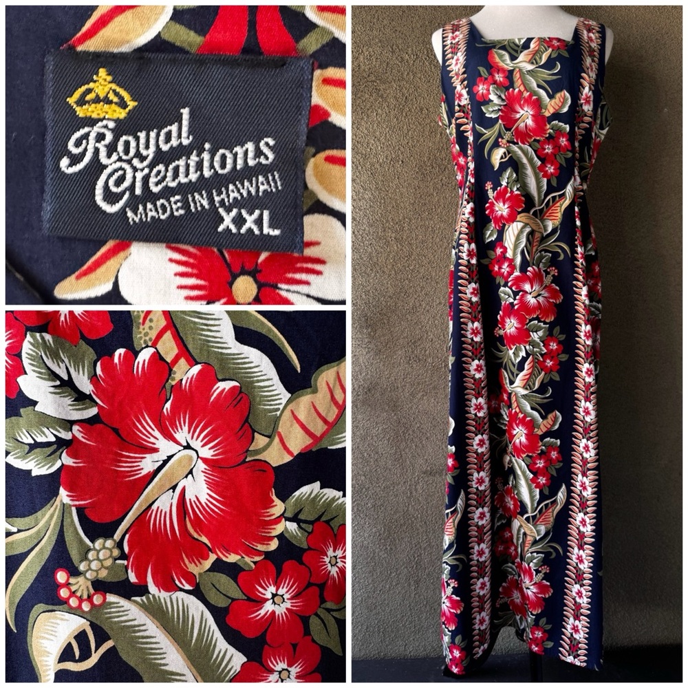 🌺”Royal Creations” Hawaiian Print Cotton MuuMuu Maxi-Dress🌺